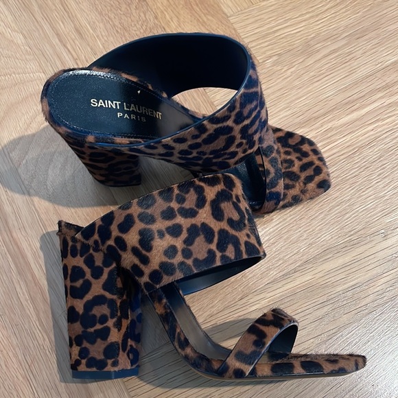 BNIB SAINT LAURENT Pony Hair Leopard Print Mule - Picture 2 of 5